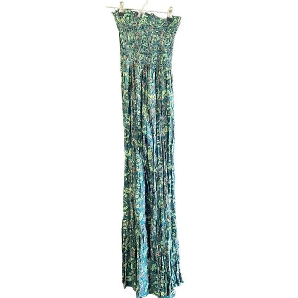 Lucy Love Women's Green Floral Print strapless Jumpsuit Size Small - Picture 2 of 6